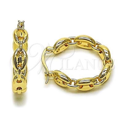 Oro Laminado Medium Hoop, Gold Filled Style Puff Mariner Design, Polished, Golden Finish, 02.213.0678.25