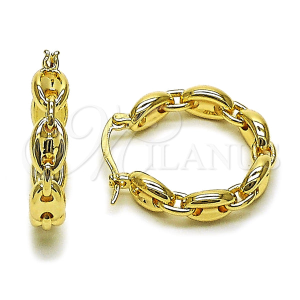 Oro Laminado Medium Hoop, Gold Filled Style Puff Mariner Design, Polished, Golden Finish, 02.213.0678.25