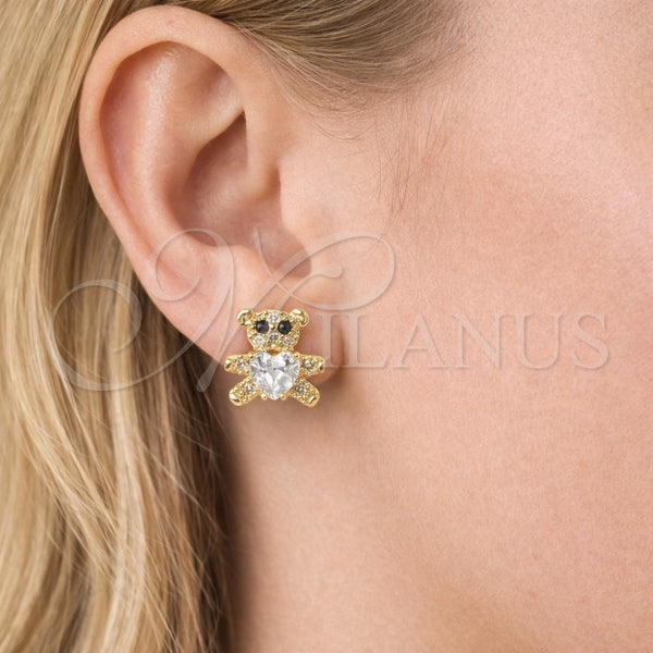 Gold Filled Ring — Stud Earring Teddy Bear and Heart Design with — alternate product view — SKU 163797 | Oro Laminado anillo — Stud Earring Teddy Bear and corazón diseño with — SKU 163797