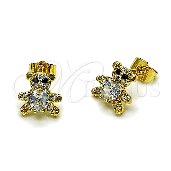 Gold Filled Ring — Stud Earring Teddy Bear and Heart Design with — main product view — SKU 163797 | Oro Laminado anillo — Stud Earring Teddy Bear and corazón diseño with — SKU 163797