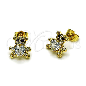 Gold Filled Ring — Stud Earring Teddy Bear and Heart Design with — main product view — SKU 163797 | Oro Laminado anillo — Stud Earring Teddy Bear and corazón diseño with — SKU 163797