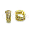 Oro Laminado Huggie Hoop, Gold Filled Style Baguette Design, with White Cubic Zirconia, Polished, Golden Finish, 02.283.0401.16