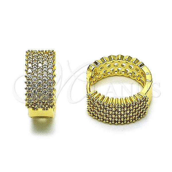 Gold Filled Hoop Earrings — Huggie Hoop with White Cubic Zirconia Polished 02. — main product view — SKU 163823 | Oro Laminado aretes de aro — Huggie Hoop with blanco Cubic Zirconia pulido 02. — SKU 163823