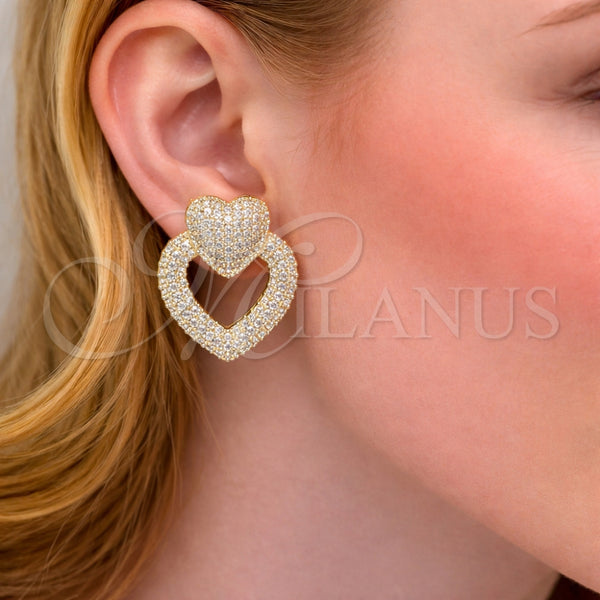 Gold Filled Ring — Stud Earring Heart Design with White Cubic Zirconia — alternate product view — SKU 163825 | Oro Laminado anillo — Stud Earring corazón diseño with blanco Cubic Zirconia — SKU 163825