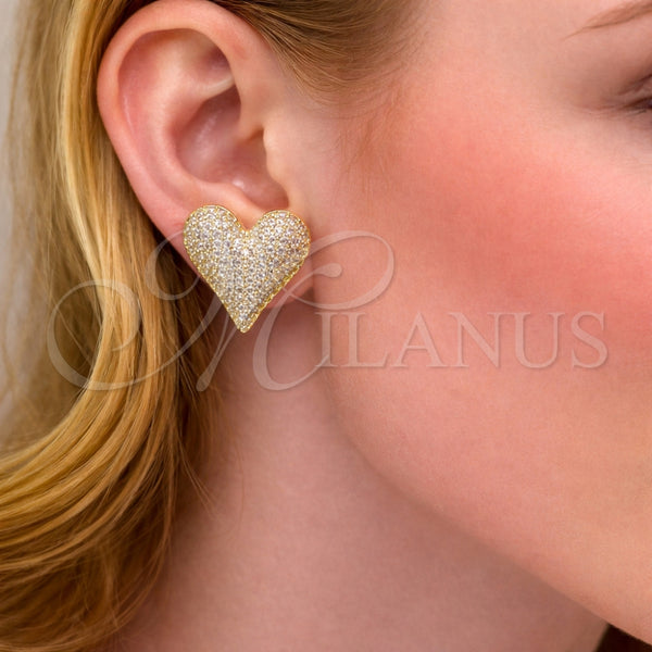 Gold Filled Ring — Stud Earring Heart Design with White Cubic Zirconia — alternate product view — SKU 163826 | Oro Laminado anillo — Stud Earring corazón diseño with blanco Cubic Zirconia — SKU 163826