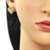 Oro Laminado Stud Earring, Gold Filled Style Heart Design, Polished, Golden Finish, 02.282.0124