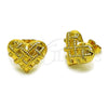 Oro Laminado Stud Earring, Gold Filled Style Heart Design, Polished, Golden Finish, 02.282.0124