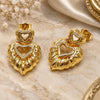 Oro Laminado Dangle Earring, Gold Filled Style Heart Design, Polished, Golden Finish, 02.282.0125