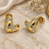 Oro Laminado Stud Earring, Gold Filled Style Heart Design, with White Cubic Zirconia, Polished, Golden Finish, 02.282.0126