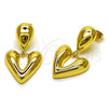 Oro Laminado Dangle Earring, Gold Filled Style Heart and Teardrop Design, Polished, Golden Finish, 02.282.0127