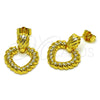 Oro Laminado Stud Earring, Gold Filled Style Heart and Twist Design, Polished, Golden Finish, 02.282.0128