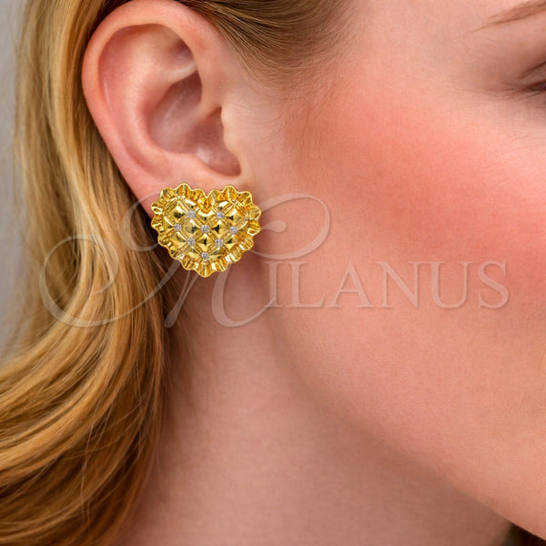 Gold Filled Ring — Stud Earring Heart Design with White Cubic Zirconia — alternate product view — SKU 163832 | Oro Laminado anillo — Stud Earring corazón diseño with blanco Cubic Zirconia — SKU 163832