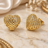 Oro Laminado Stud Earring, Gold Filled Style Heart Design, Polished, Golden Finish, 02.282.0135