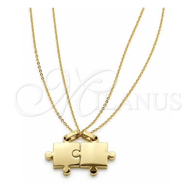 Stainless Steel Pendant Necklace, Polished, Golden Finish, 04.116.0064 (Thickness, 22 Inches Length)