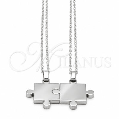 Stainless Steel Pendant Necklace, Polished, Rhodium Finish, 04.116.0064.1 (Thickness, 22 Inches Length) for wholesale, main product view