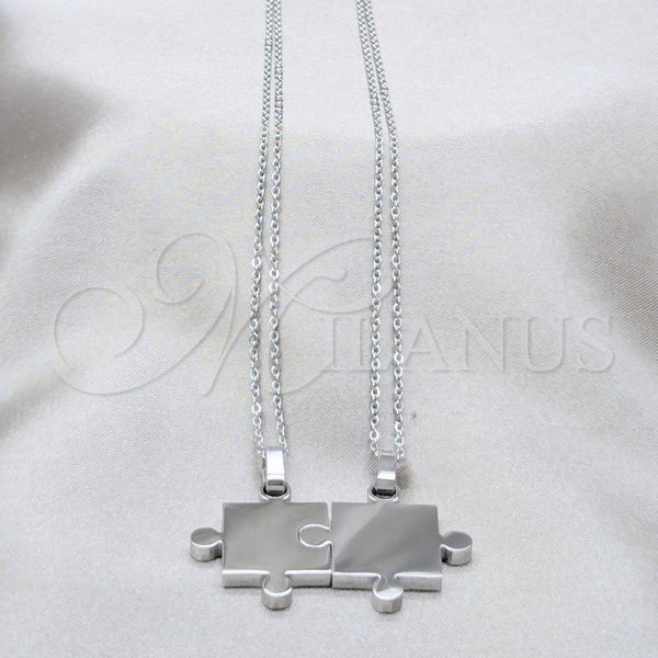 Stainless Steel Pendant Necklace, Polished, Rhodium Finish, 04.116.0064.1 (Thickness, 22 Inches Length)