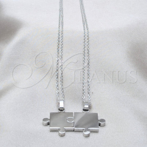 Stainless Steel Pendant Necklace, Polished, Rhodium Finish, 04.116.0064.1 (Thickness, 22 Inches Length)
