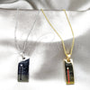 Stainless Steel Pendant Necklace, Love Design, with White Crystal, Polished, Two Tone, 04.116.0065 (Thickness, 22 Inches Length)