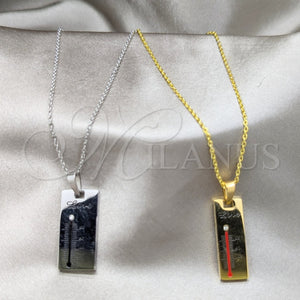 Stainless Steel Necklace — Pendant Necklace Love Design with White Crystal Polished — main product view — SKU 163849 | Acero Inoxidable collar — Pendant Necklace Love diseño with cristal blanco pulido — SKU 163849