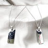 Stainless Steel Pendant Necklace, Love Design, with White Crystal, Polished, Rhodium Finish, 04.116.0065.1 (Thickness, 22 Inches Length)