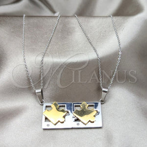 Stainless Steel Necklace — Pendant Necklace Love Design with White Crystal Polished — main product view — SKU 163851 | Acero Inoxidable collar — Pendant Necklace Love diseño with cristal blanco pulido — SKU 163851