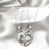 Stainless Steel Pendant Necklace, Heart Design, with White Crystal, Polished, Rhodium Finish, 04.116.0067 (Thickness, 22 Inches Length)