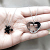 Stainless Steel Pendant Necklace, Heart Design, with White Crystal, Polished, Rhodium Finish, 04.116.0068 (Thickness, 22 Inches Length)