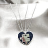 Stainless Steel Pendant Necklace, Heart Design, with White Crystal, Polished, Rhodium Finish, 04.116.0068 (Thickness, 22 Inches Length)
