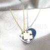 Stainless Steel Pendant Necklace, Heart Design, Polished, Two Tone, 04.116.0068.1 (Thickness, 22 Inches Length)