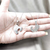 Stainless Steel Pendant Necklace, Heart Design, with White Crystal, Polished, Two Tone, 04.116.0069 (Thickness, 22 Inches Length)