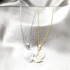 Stainless Steel Pendant Necklace, Heart Design, with White Crystal, Polished, Two Tone, 04.116.0069.1 (Thickness, 22 Inches Length)