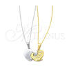 Stainless Steel Pendant Necklace, Heart Design, with White Crystal, Polished, Two Tone, 04.116.0069.1 (Thickness, 22 Inches Length)