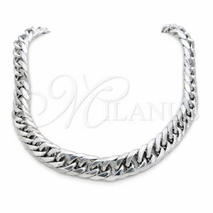 Stainless Steel Basic Necklace, Polished, Rhodium Finish, 04.116.0070 (06 MM Thickness, 22 Inches Length)