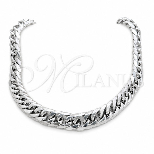 Stainless Steel Basic Necklace, Polished, Rhodium Finish, 04.116.0070 (06 MM Thickness, 22 Inches Length)