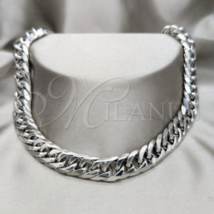 Stainless Steel Basic Necklace, Polished, Rhodium Finish, 04.116.0070 (06 MM Thickness, 22 Inches Length)