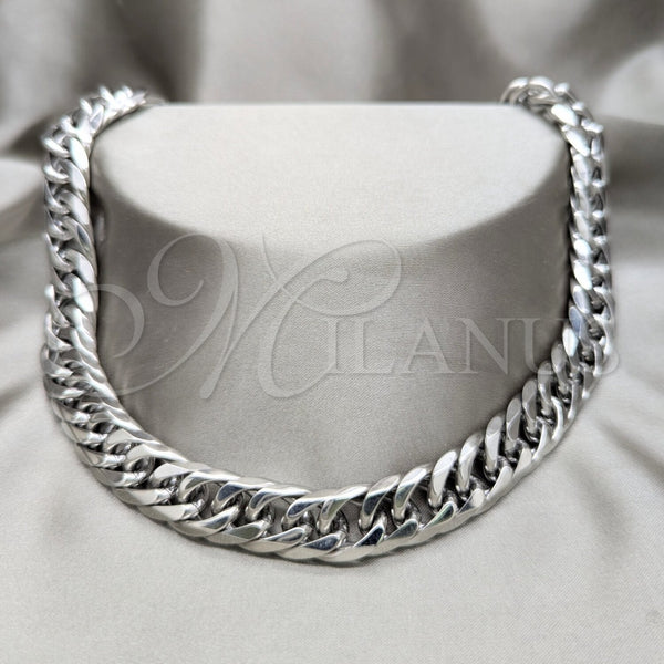 Stainless Steel Basic Necklace, Polished, Rhodium Finish, 04.116.0070 (06 MM Thickness, 22 Inches Length)