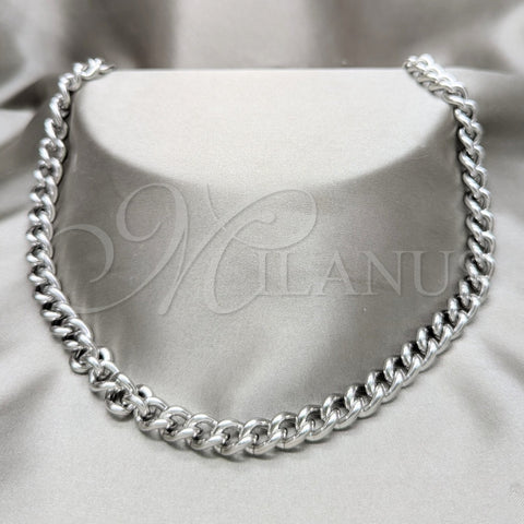 Stainless Steel Basic Necklace, Polished, Rhodium Finish, 04.116.0071 (05 MM Thickness, 22 Inches Length)
