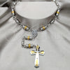 Stainless Steel Basic Necklace, Cross Design, Polished, Two Tone, 04.116.0075 (05 MM Thickness, 22 Inches Length)