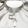 Stainless Steel Basic Necklace, Cross Design, Polished, Two Tone, 04.116.0075 (05 MM Thickness, 22 Inches Length)