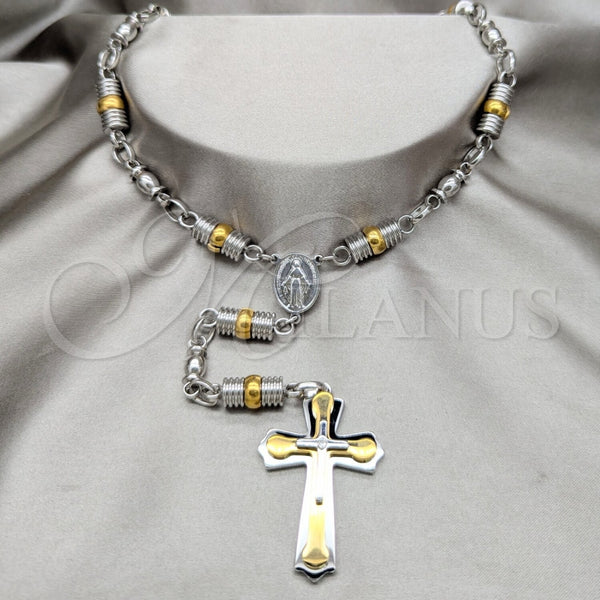 Stainless Steel Necklace — Basic Necklace Cross Design Polished Two Tone 04. — main product view — SKU 163866 | Acero Inoxidable collar — básico Necklace cruz diseño pulido Two Tone 04. — SKU 163866