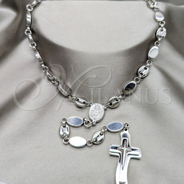 Stainless Steel Necklace — Basic Necklace Cross and Guadalupe Design Polished 04. — main product view — SKU 163867 | Acero Inoxidable collar — básico Necklace cruz and Guadalupe diseño pulido 04. — SKU 163867