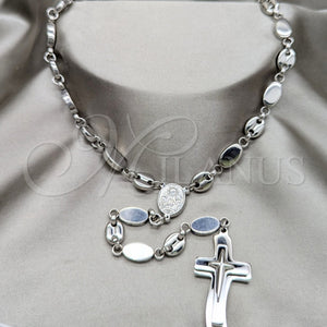Stainless Steel Necklace — Basic Necklace Cross and Guadalupe Design Polished 04. — main product view — SKU 163867 | Acero Inoxidable collar — básico Necklace cruz and Guadalupe diseño pulido 04. — SKU 163867