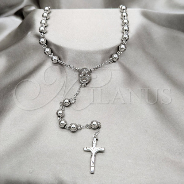 Stainless Steel Necklace — Basic Necklace Crucifix and Ball Design Polished 04. — main product view — SKU 163868 | Acero Inoxidable collar — básico Necklace Crucifix and Ball diseño pulido 04. — SKU 163868