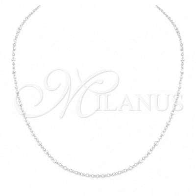 Stainless Steel Basic Necklace, Polished, Rhodium Finish, 04.116.0079 (01 MM Thickness, 18 Inches Length) for wholesale, main product view