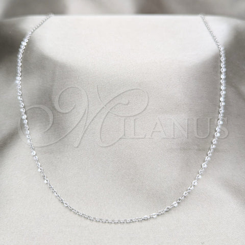 Stainless Steel Basic Necklace, Polished, Rhodium Finish, 04.116.0079 (01 MM Thickness, 18 Inches Length)