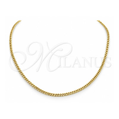Stainless Steel Basic Necklace, Polished, Golden Finish, 04.116.0080 (01 MM Thickness, 18 Inches Length)