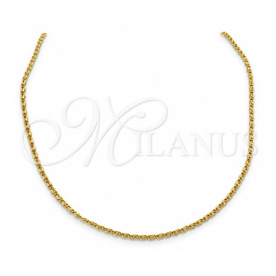 Stainless Steel Basic Necklace, Polished, Golden Finish, 04.116.0082 (01 MM Thickness, 18 Inches Length)