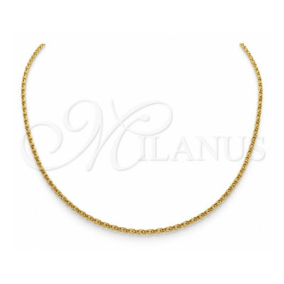 Stainless Steel Basic Necklace, Polished, Golden Finish, 04.116.0083.18 (01 MM Thickness, 18 Inches Length)