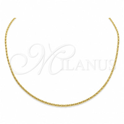 Stainless Steel Basic Necklace, Polished, Golden Finish, 04.116.0083.18 (01 MM Thickness, 18 Inches Length)
