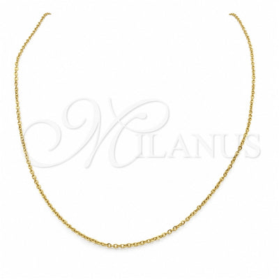 Stainless Steel Basic Necklace, Polished, Golden Finish, 04.116.0086.18 (01 MM Thickness, 18 Inches Length)